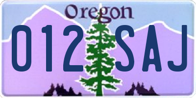 OR license plate 012SAJ