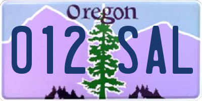 OR license plate 012SAL