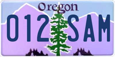 OR license plate 012SAM