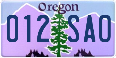 OR license plate 012SAO