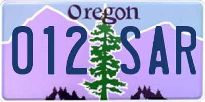 OR license plate 012SAR