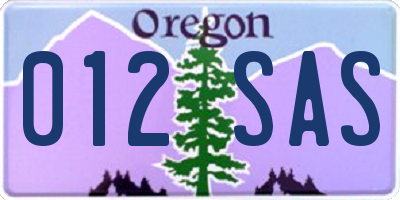 OR license plate 012SAS