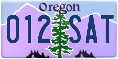 OR license plate 012SAT