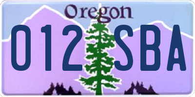 OR license plate 012SBA