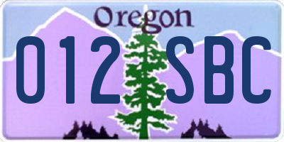 OR license plate 012SBC