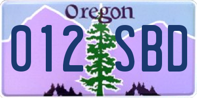 OR license plate 012SBD