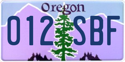 OR license plate 012SBF