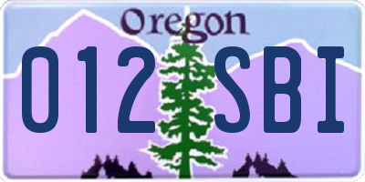 OR license plate 012SBI