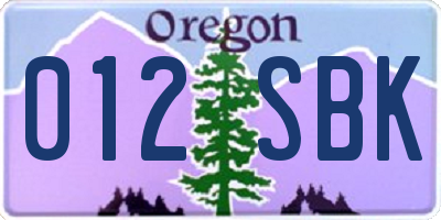 OR license plate 012SBK