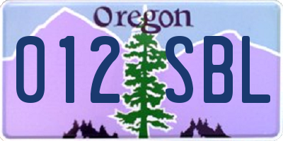 OR license plate 012SBL