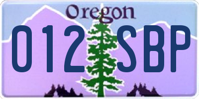 OR license plate 012SBP