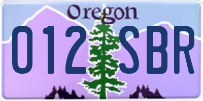 OR license plate 012SBR