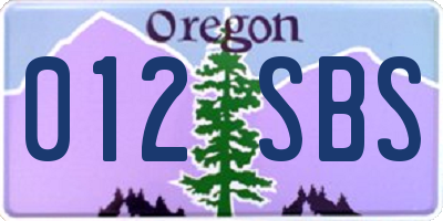 OR license plate 012SBS