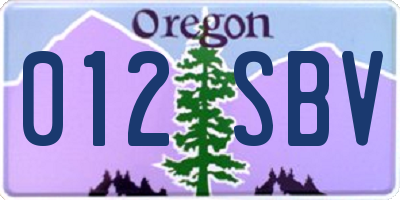 OR license plate 012SBV