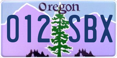OR license plate 012SBX