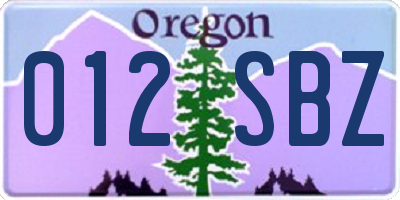 OR license plate 012SBZ