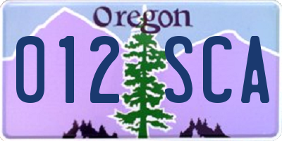 OR license plate 012SCA