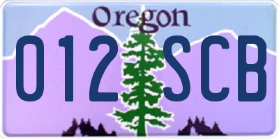 OR license plate 012SCB