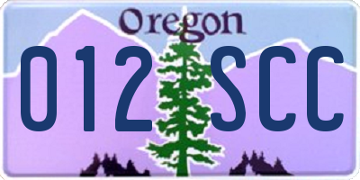 OR license plate 012SCC