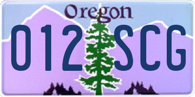 OR license plate 012SCG