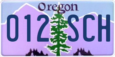 OR license plate 012SCH