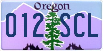 OR license plate 012SCL