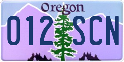 OR license plate 012SCN