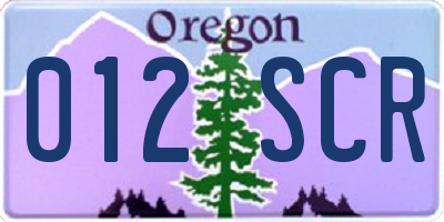 OR license plate 012SCR