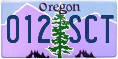 OR license plate 012SCT