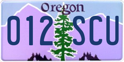 OR license plate 012SCU