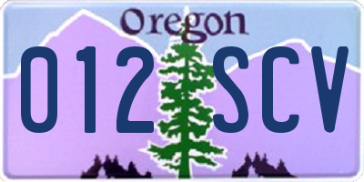 OR license plate 012SCV