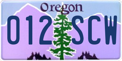 OR license plate 012SCW