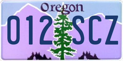 OR license plate 012SCZ