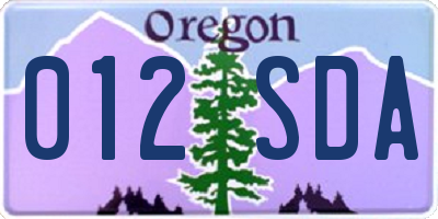 OR license plate 012SDA