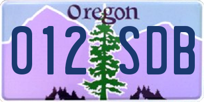 OR license plate 012SDB