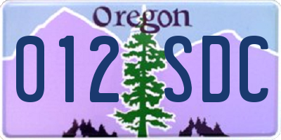 OR license plate 012SDC
