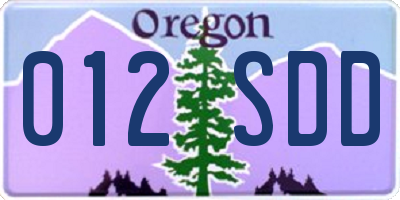 OR license plate 012SDD