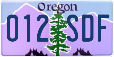 OR license plate 012SDF