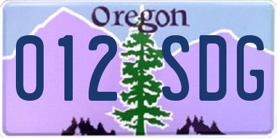 OR license plate 012SDG
