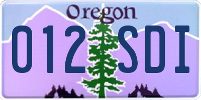 OR license plate 012SDI