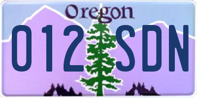 OR license plate 012SDN