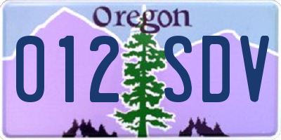 OR license plate 012SDV