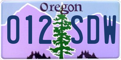 OR license plate 012SDW
