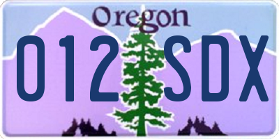 OR license plate 012SDX