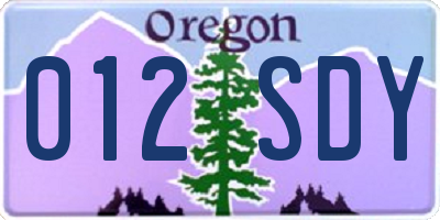 OR license plate 012SDY