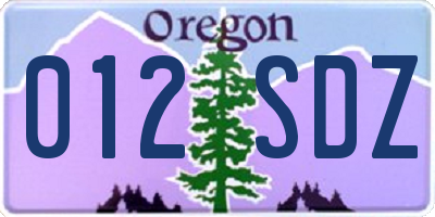 OR license plate 012SDZ