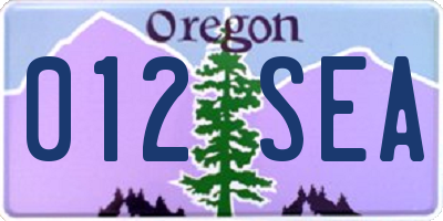 OR license plate 012SEA