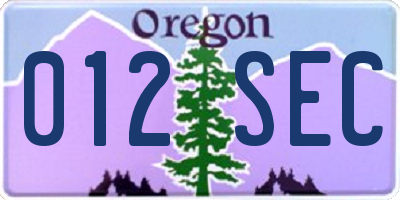 OR license plate 012SEC