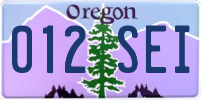 OR license plate 012SEI