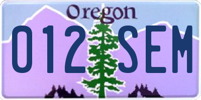 OR license plate 012SEM